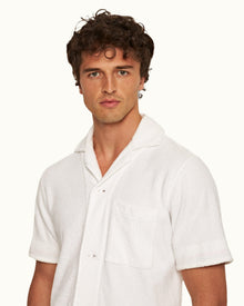 White Capri Collar Double-Faced Towelling Shirt | White