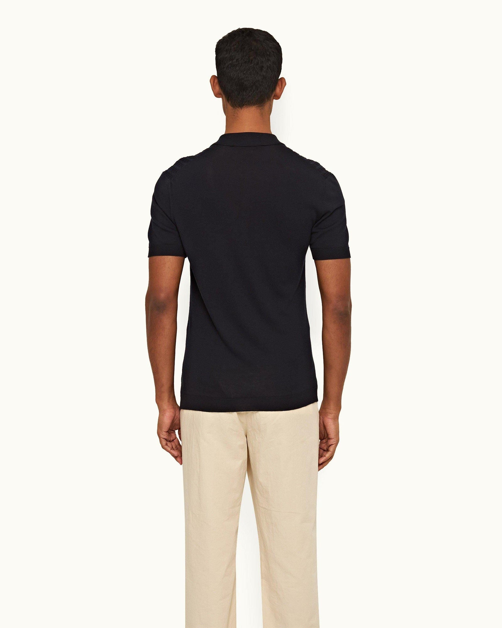 Night Iris Tailored Fit Silk Polo Shirt | Night Iris