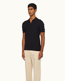 Night Iris Tailored Fit Silk Polo Shirt | Night Iris