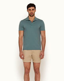 Linwood Sage Classic Fit Mercerised Cotton Polo Shirt | Sage