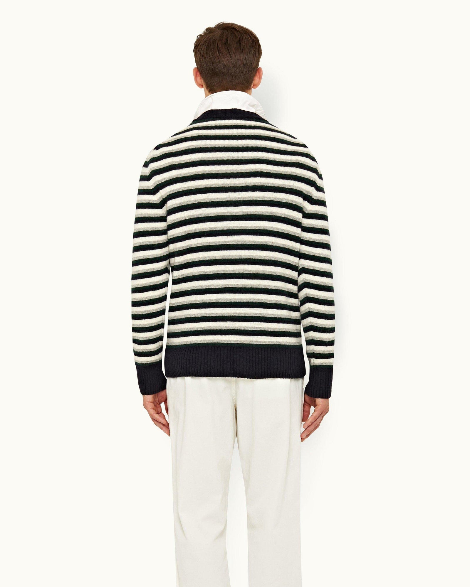 Navy/Multi Stripe Alpaca-Blend Jumper | Navy/Bristlecone Pine/Strata