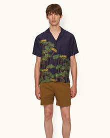 Maitan Night Iris Fantasy Floral Capri Collar Shirt | Night Iris