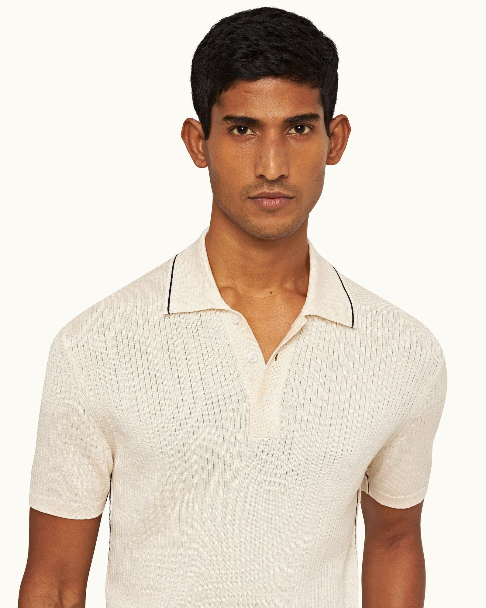 Sea Mist/Truffle Rib Tipping Collar Organic Mercerized Cotton Polo Shirt | Sea Mist/Truffle