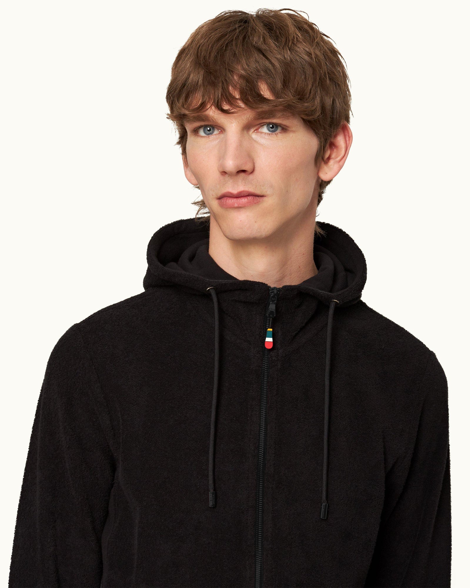 Mathers Black Classic Fit Mixed Texture Hooded Sweatshirt | Black
