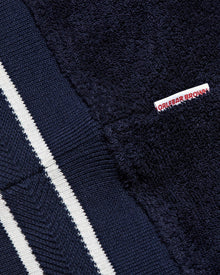 Mathers Towelling Navy Zip-Thru Towelling Hooded Sweatshirt | Navy