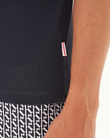 Night Iris Classic Fit Contrast Placket Cotton Pique Polo Shirt | Night Iris