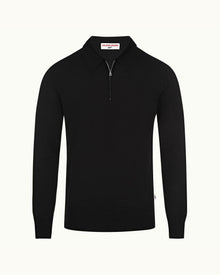 Moonraker Knitted Half Zip 007 Merino Knitted Half-Zip Pullover | Black