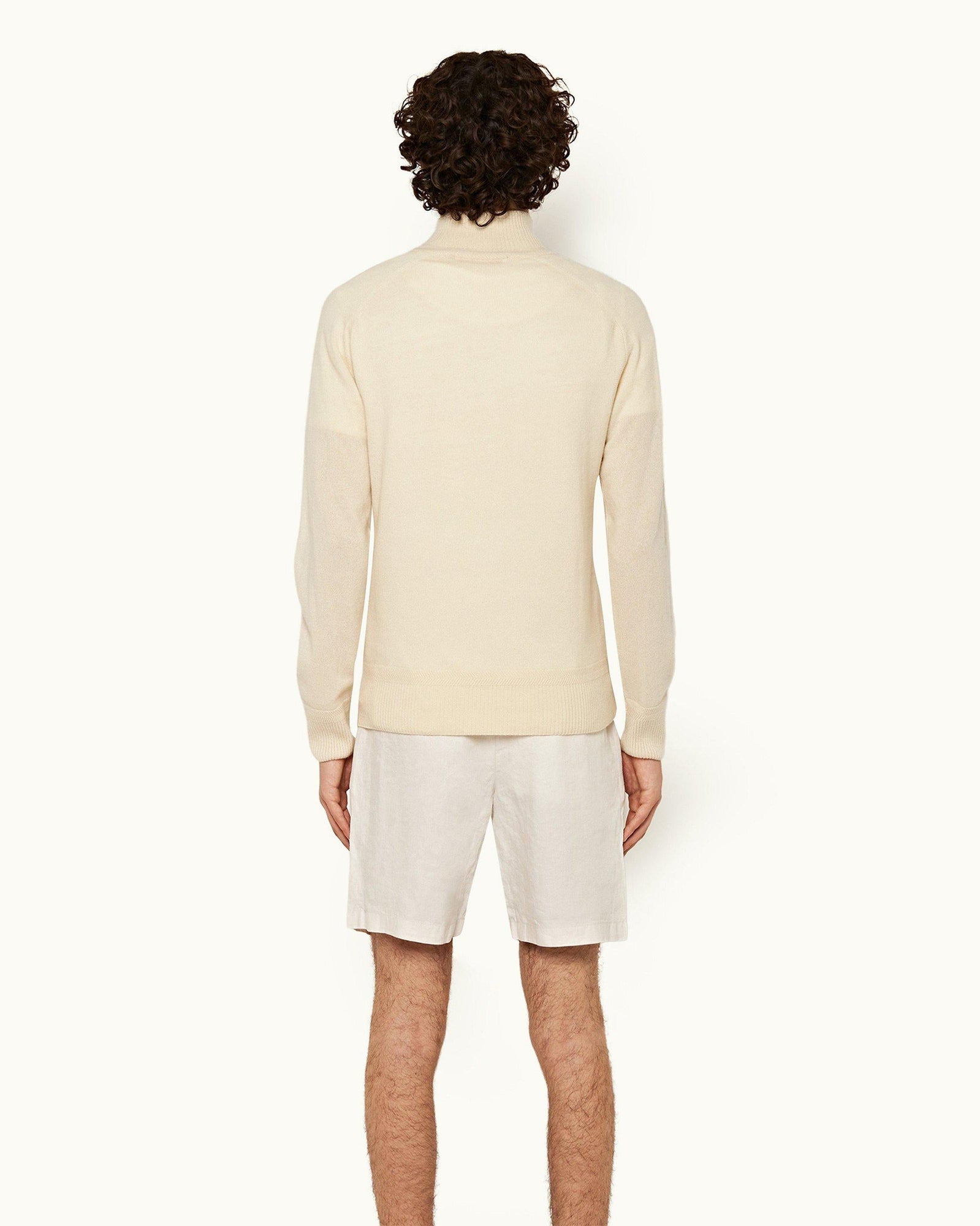 Norwich Linen White Sand Tailored Fit O.B Stripe Linen Shorts | White Sand