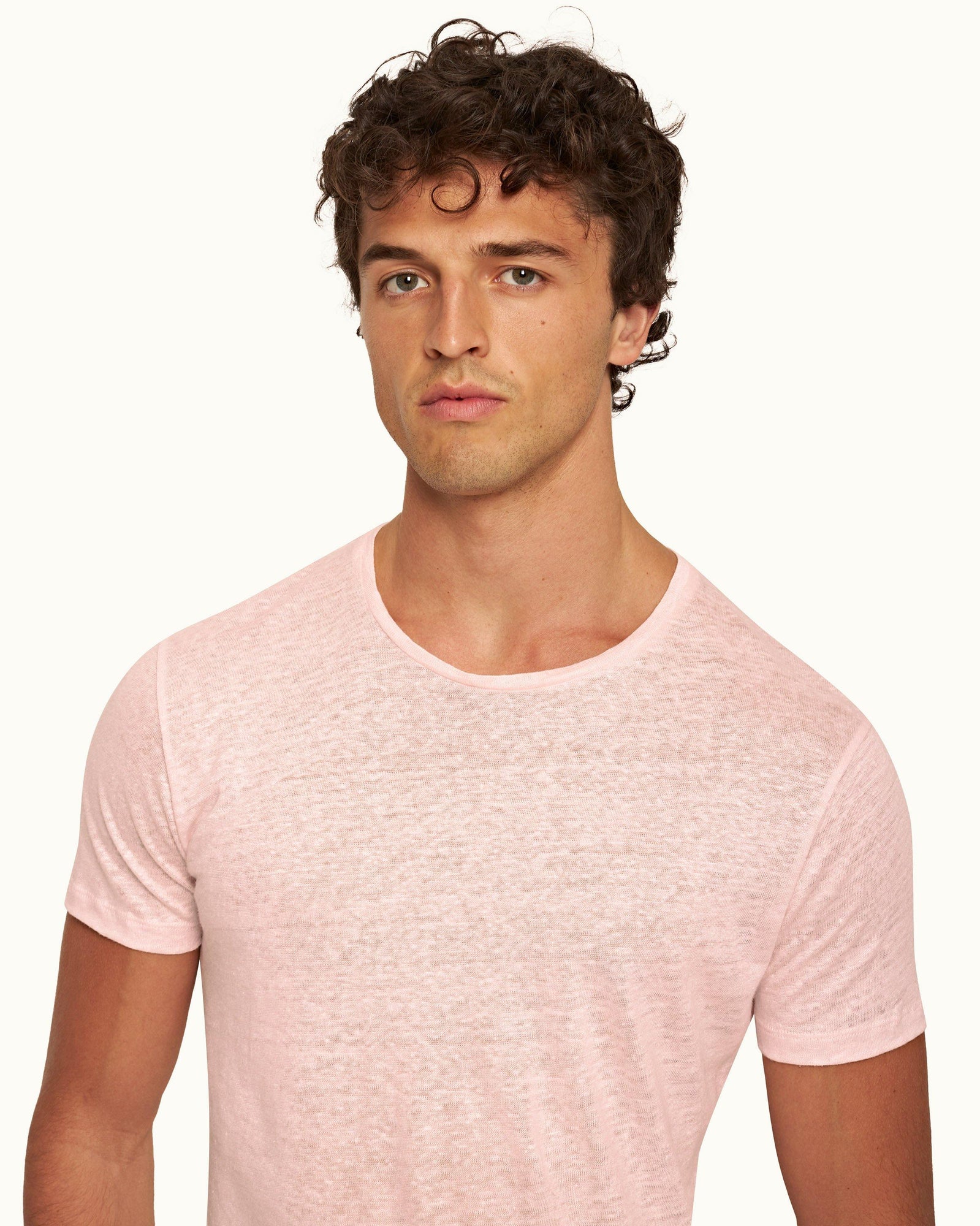 Ob-T Linen Rose Tailored Fit Crewneck Linen T-shirt | Rose