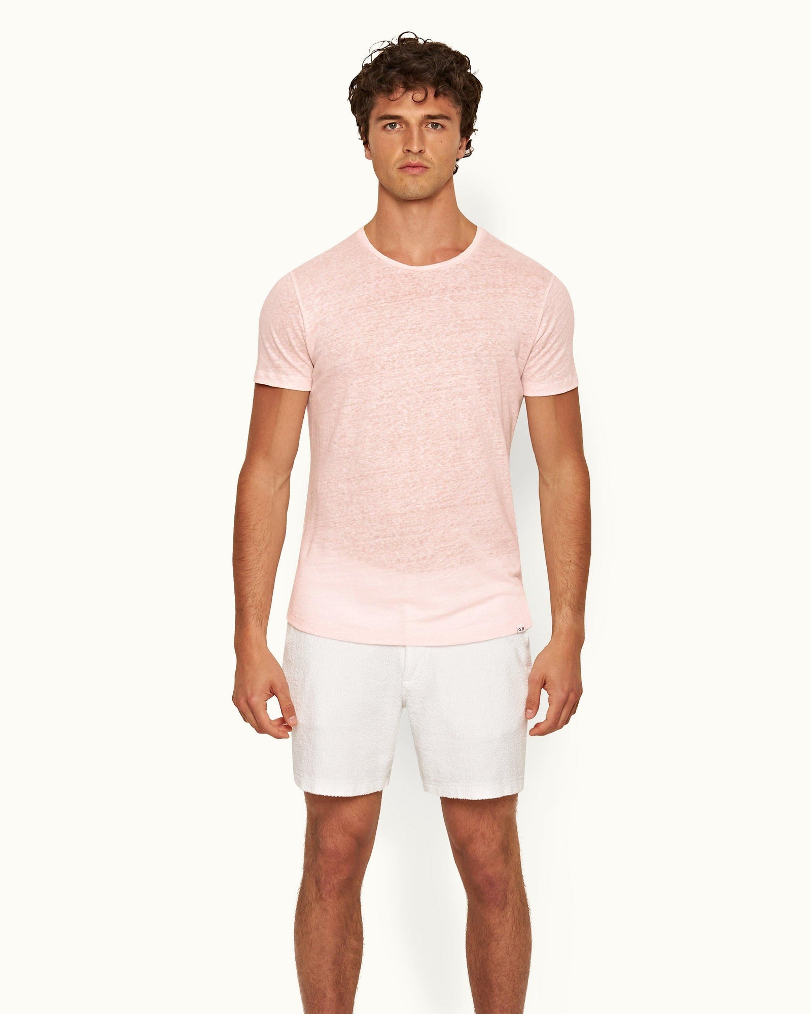 Ob-T Linen Rose Tailored Fit Crewneck Linen T-shirt | Rose