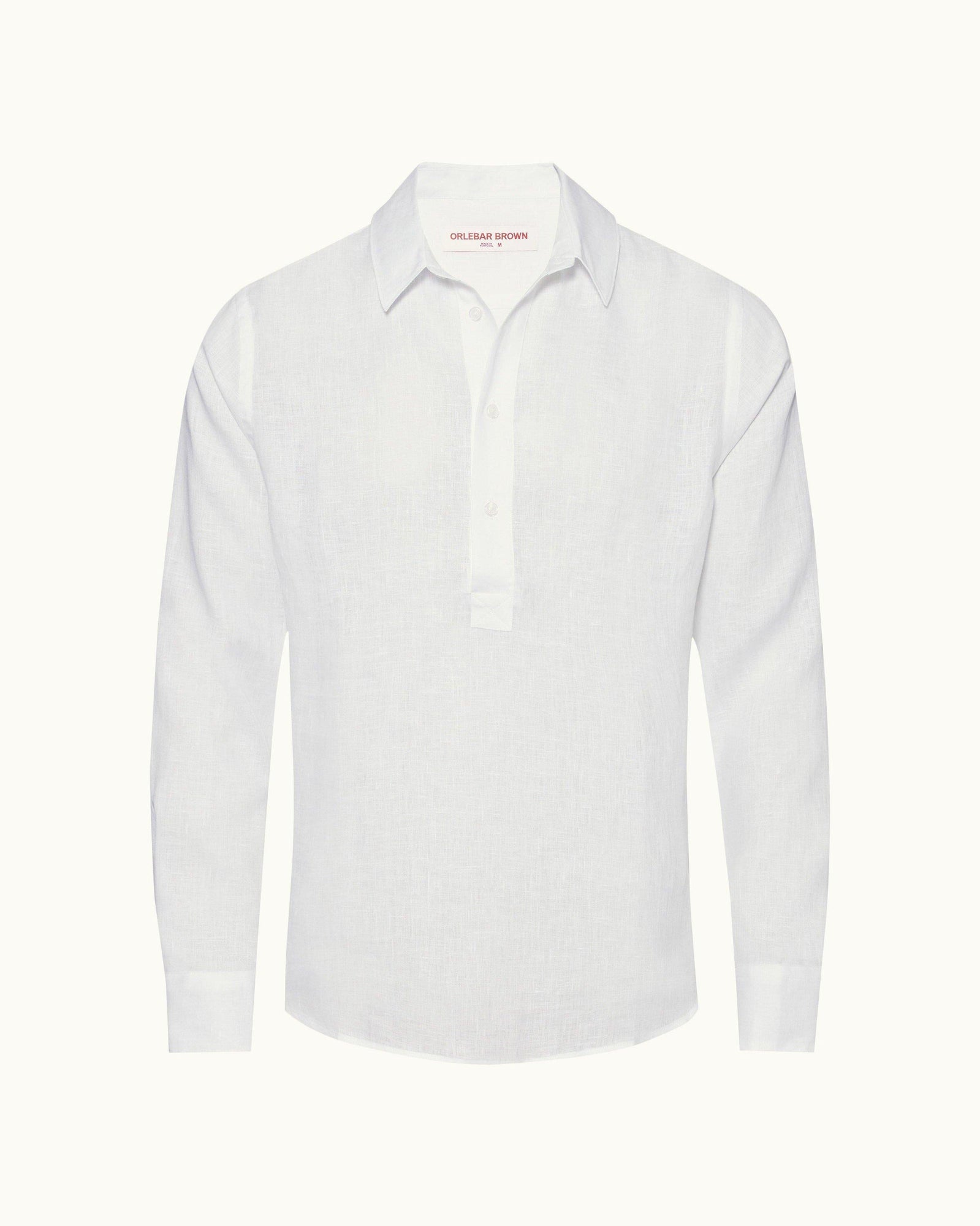 Percy White Classic Collar Overhead Linen Shirt | White
