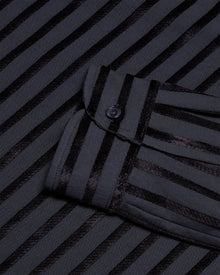 Ridley Tonal Chenille Stripe Relaxed Fit Overhead Shirt In Night Iris Blue | Night Iris