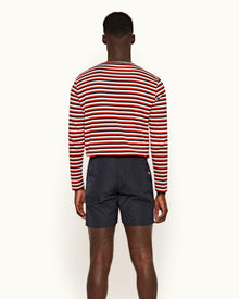Sammy Stripe Ink/Summer Red/White Sand Stripe Long-Sleeve Cotton T-shirt | Ink/Summer Red/White Sand