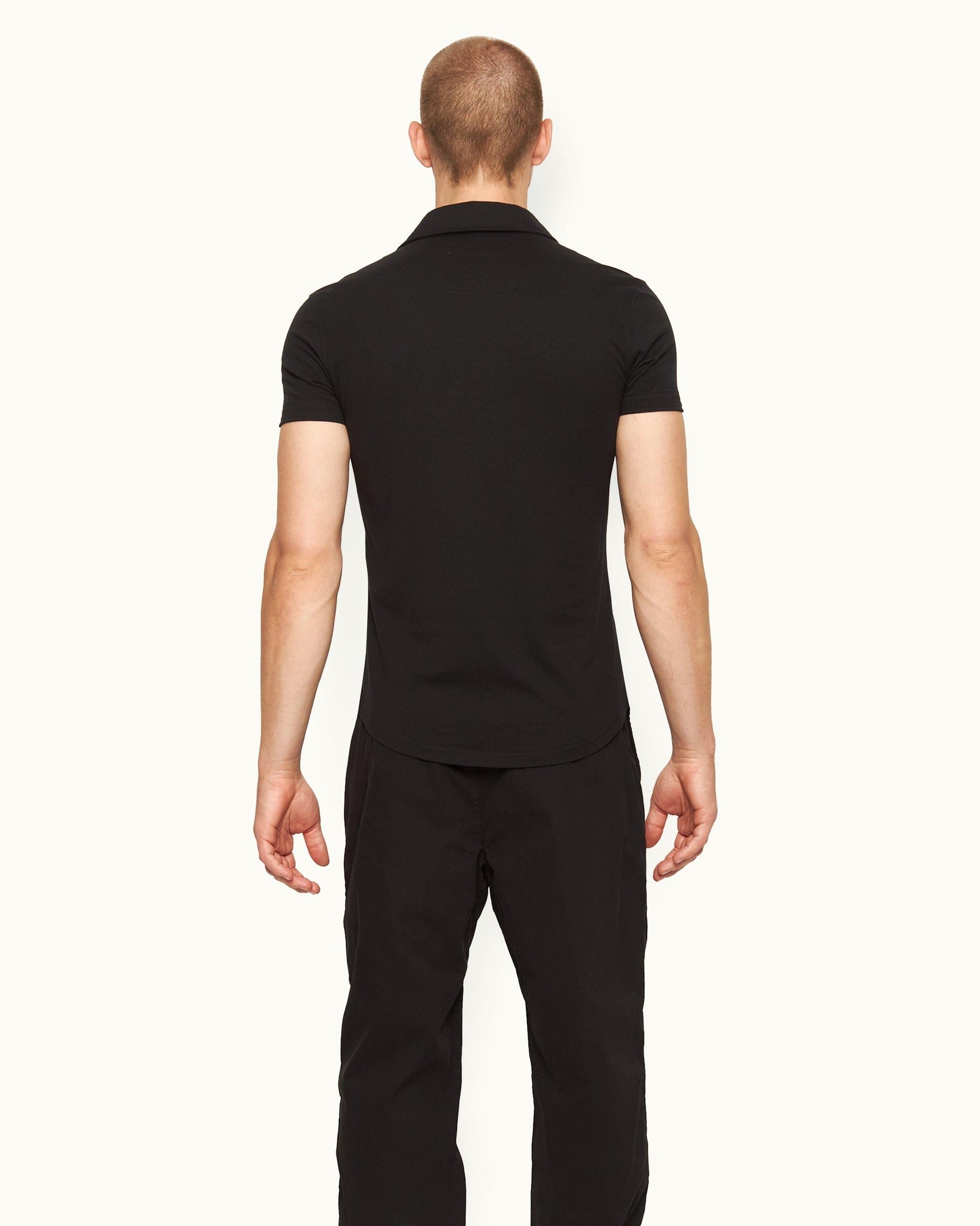 Sebastian Cotton Silk Black Tailored Fit Cotton-Silk Polo Shirt | Black