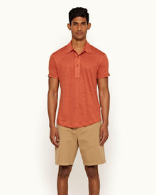 Sebastian Linen Vintage Rose Tailored Fit Linen Polo Shirt | Vintage Rose