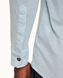 Clear Sky Tailored Fit Long-Sleeve Cashmere Polo Shirt | Light Blue