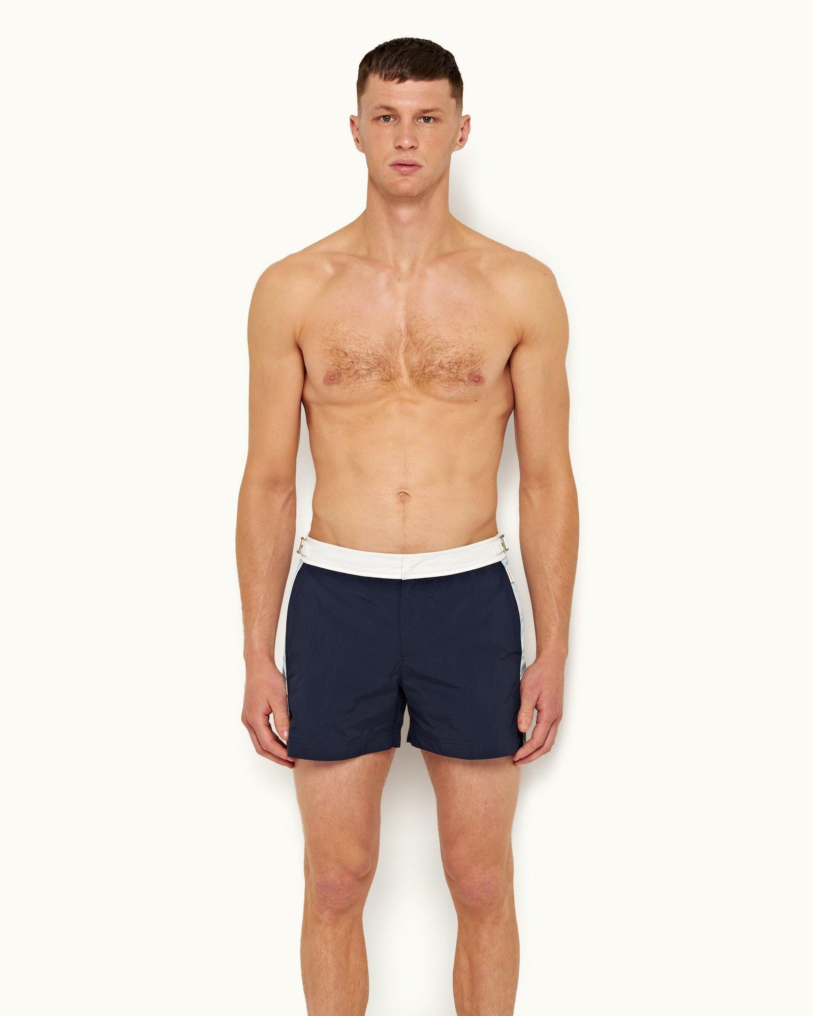 Navy/Pool Side Panel Shorter-Length Swim Shorts | Navy/Pool