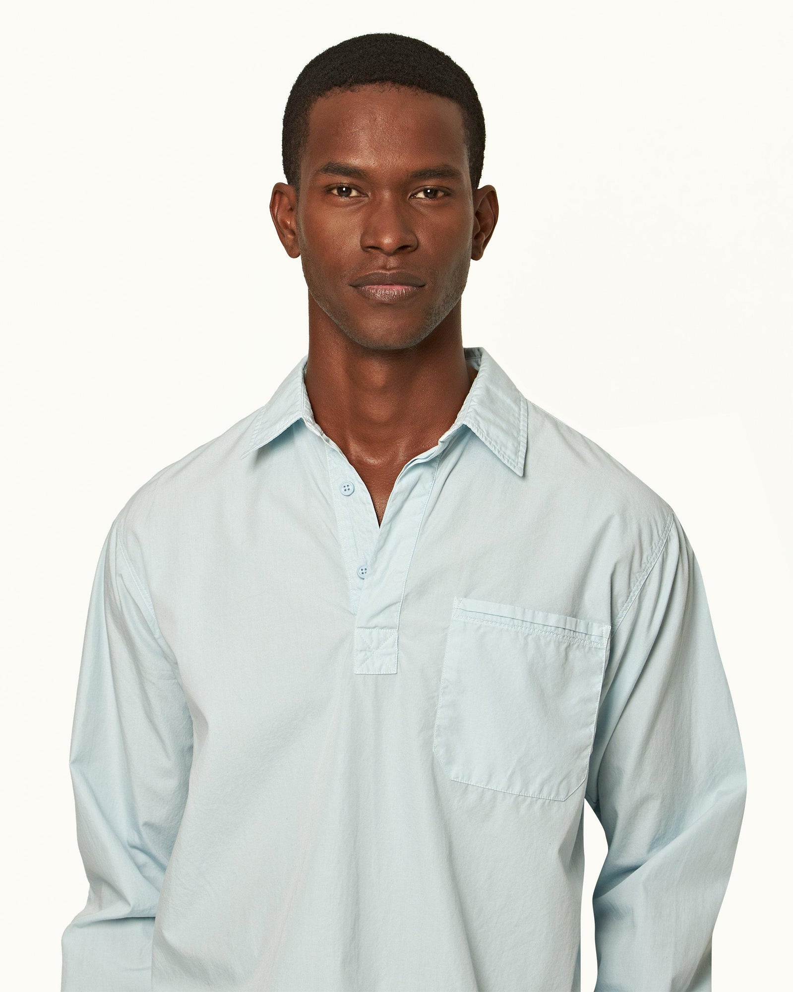 Powdered Sky Relaxed Fit Overhead Organic Cotton Shirt | Powdered Sky