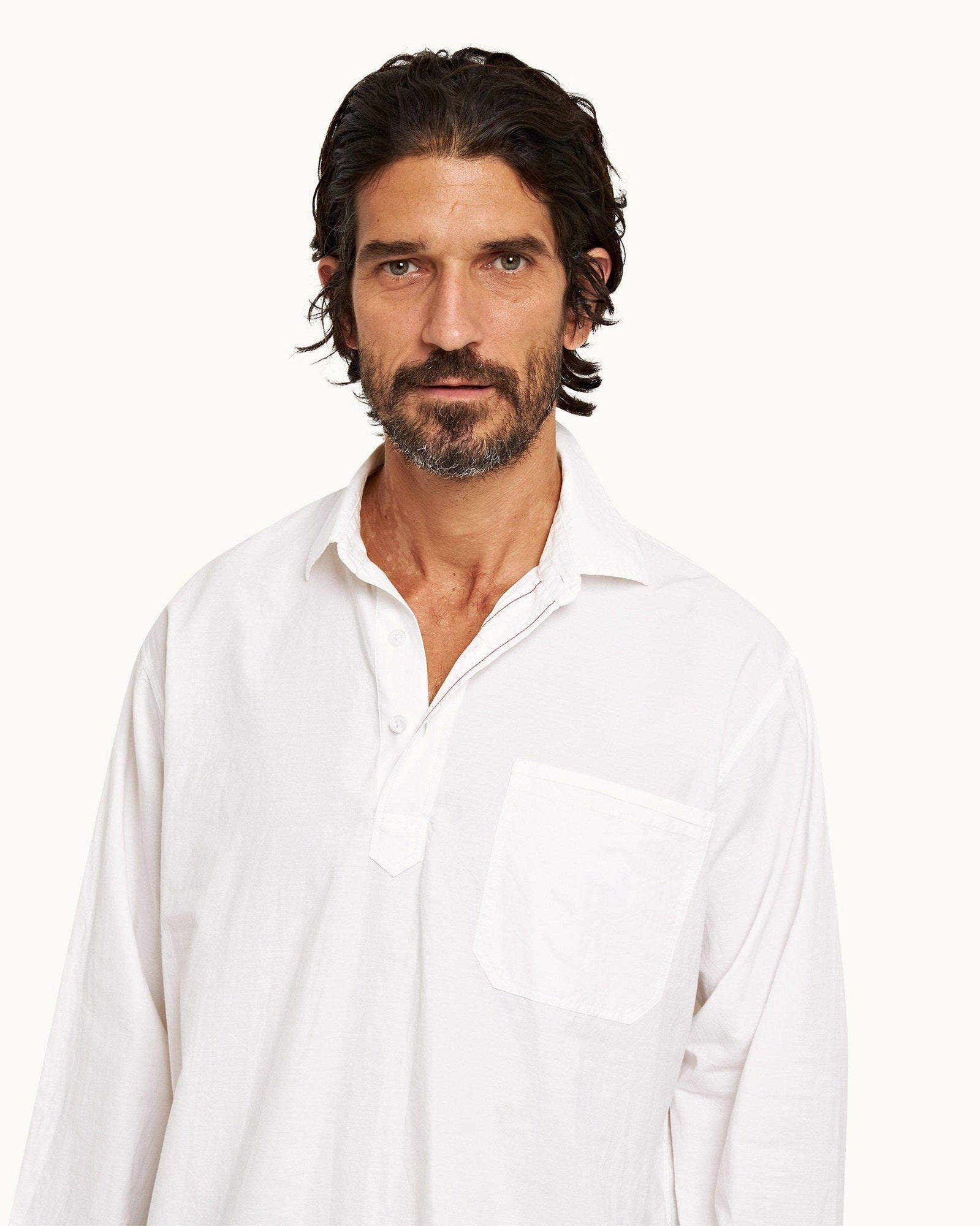 Shanklin White Easy Fit Cotton Overhead Shirt | White