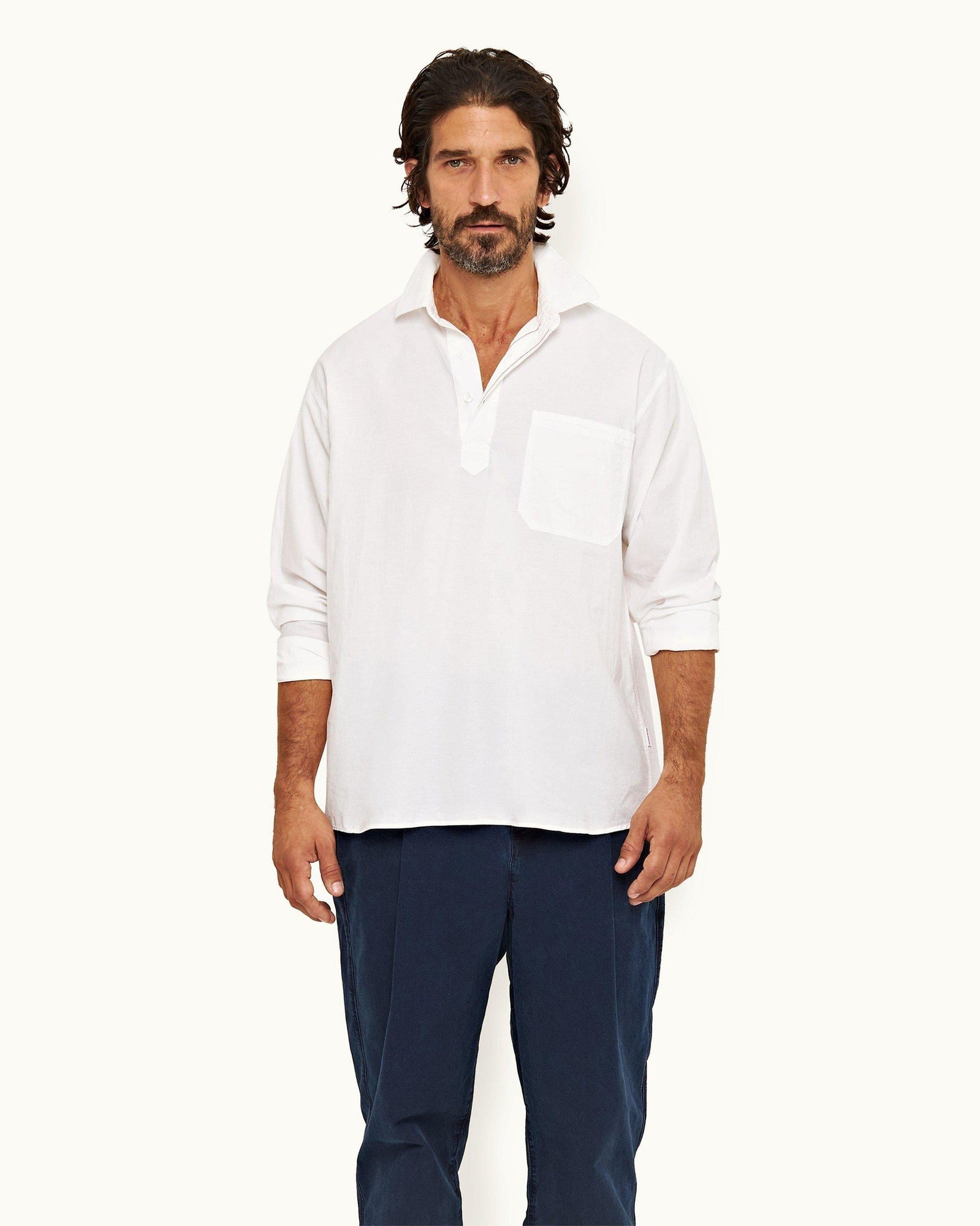 Shanklin White Easy Fit Cotton Overhead Shirt | White