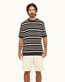 Night Iris/Matchstick Classic Stripe Cotton Towelling T-Shirt | Night Iris/Matchstick