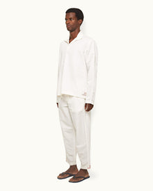 Sea Mist Tailored Fit Single Pleat Stretch-Cotton Trousers | Sea Mist