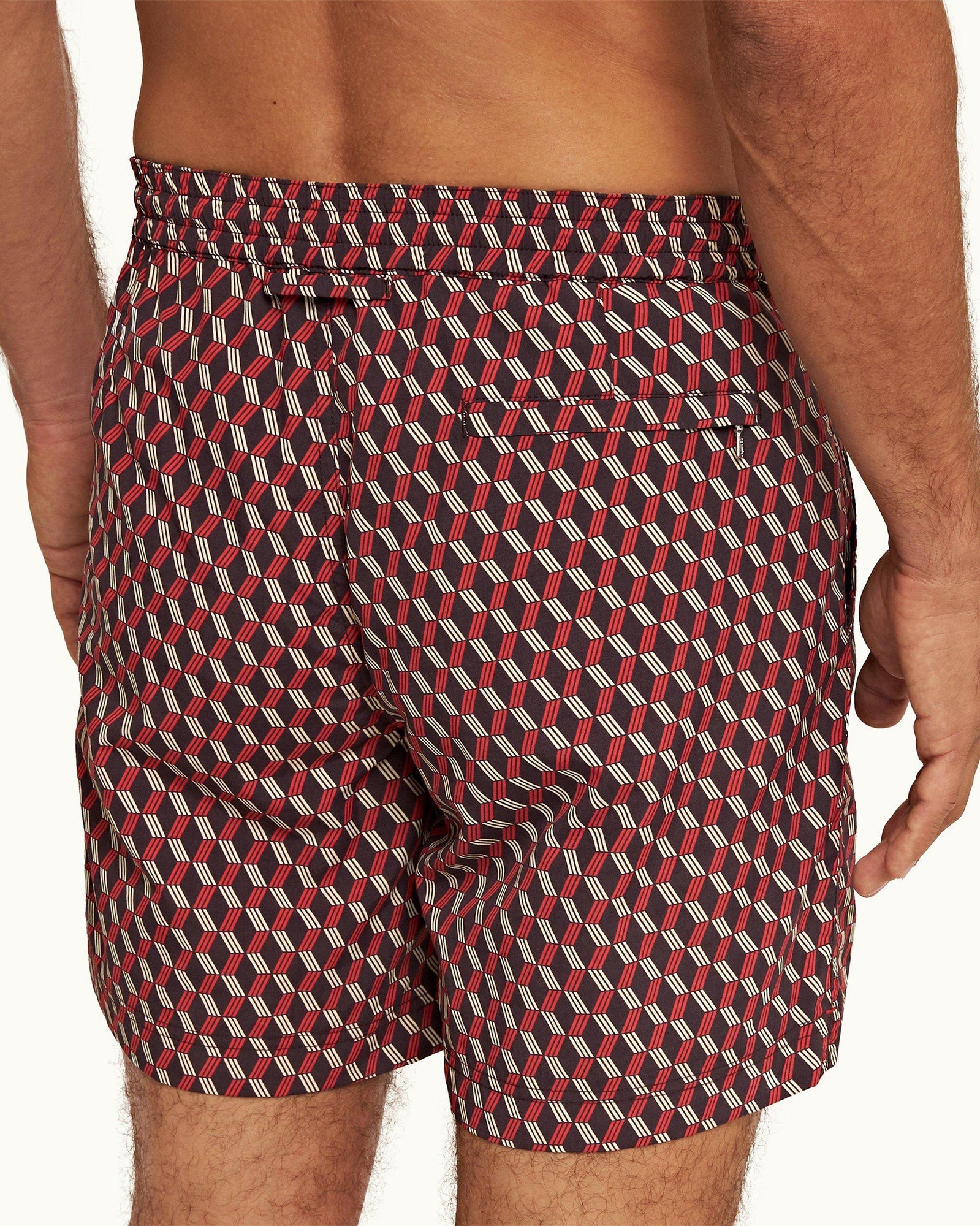 Truffle/Vermillion Bowline Drawcord Mid-Length Swim Shorts | Truffle/Vermillion