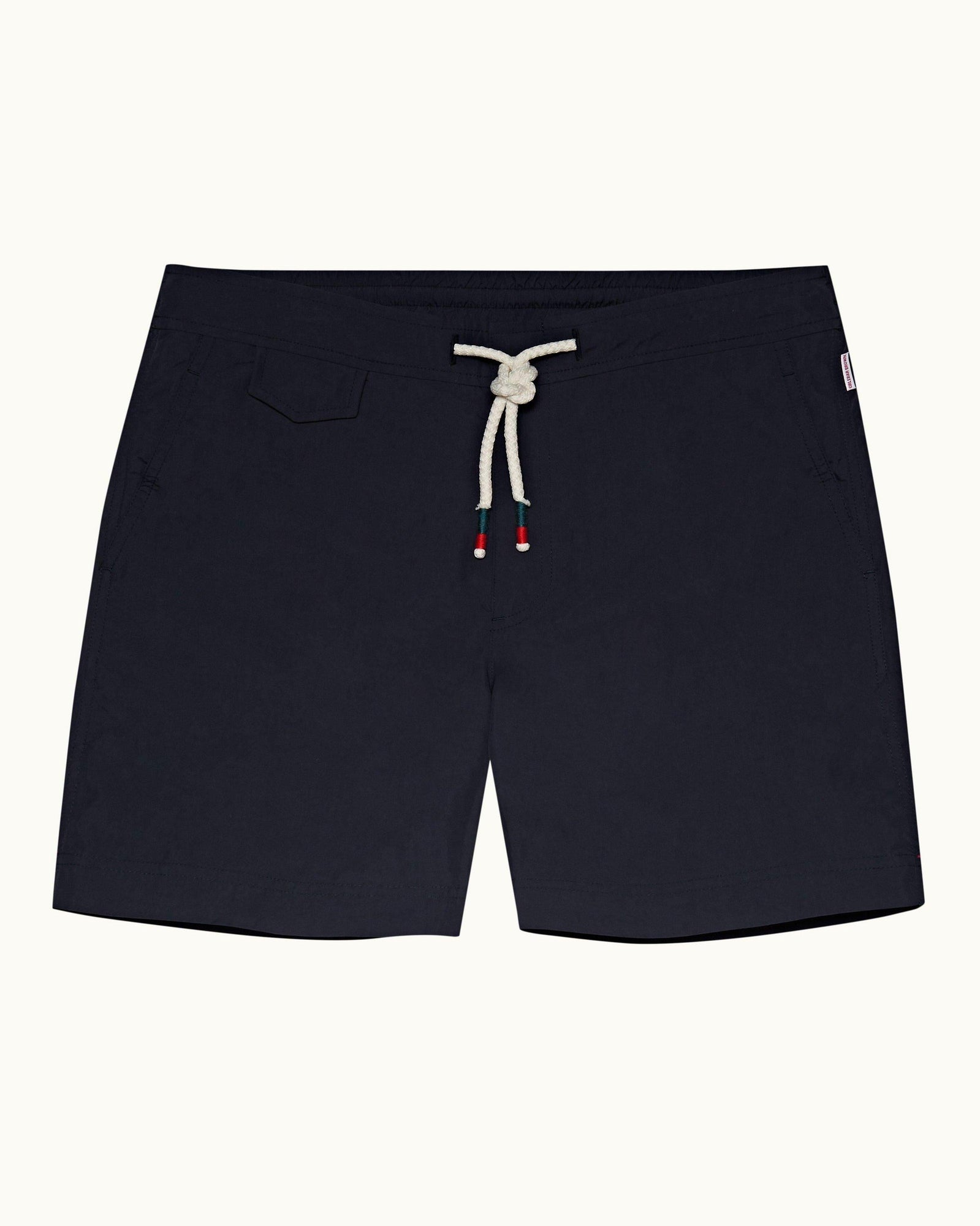 Navy Mid-Length O.B Stripe Drawcord Swim Shorts | Navy