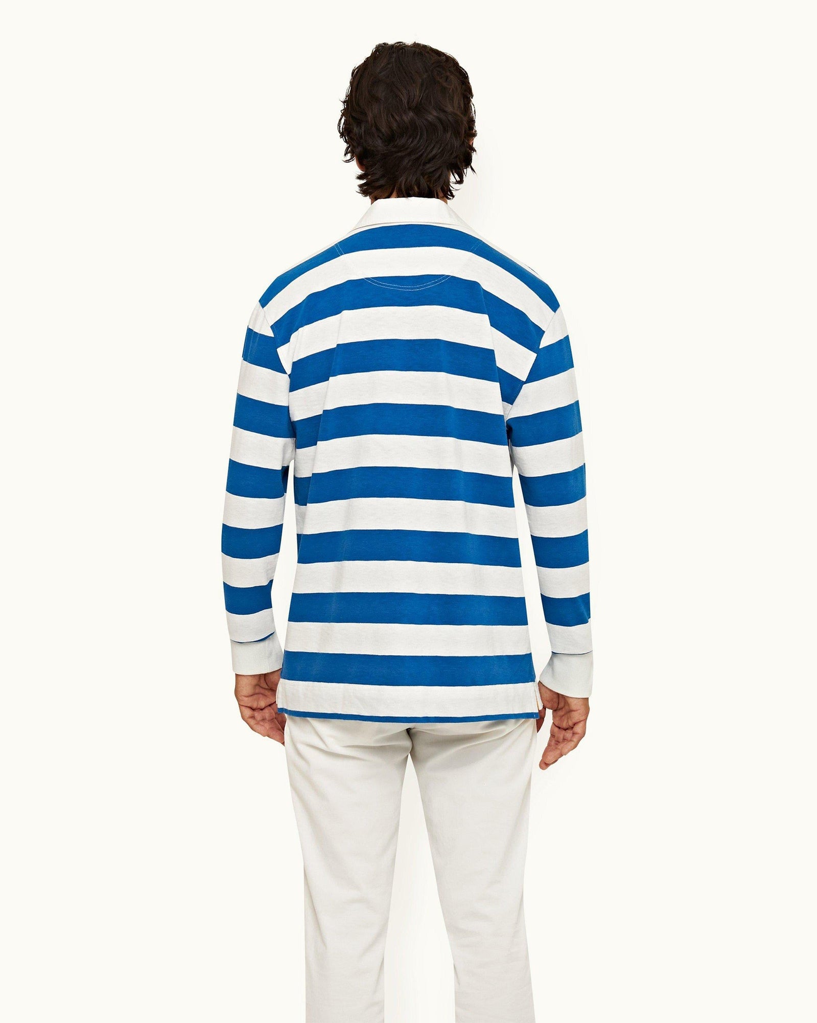 Signal Blue/Matchstick Stripe Classic Fit Long-Sleeve Polo Shirt | Signal Blue/Matchstick