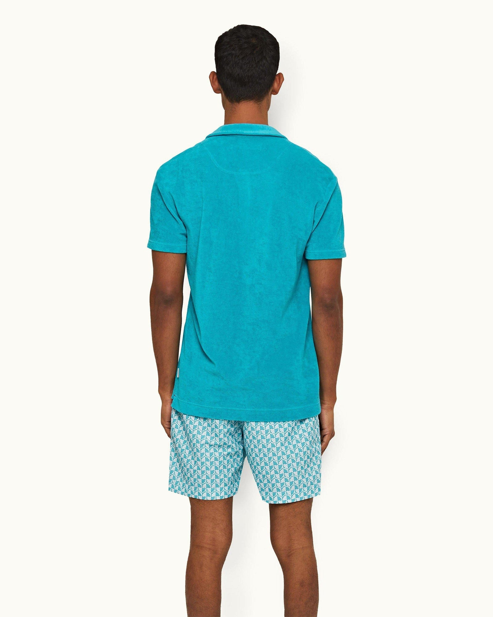 Terry Towelling Crystal Sea Tailored Fit Resort Towelling Polo Shirt | Crystal Sea