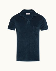 Terry Towelling Oceanic Blue Tailored Fit Towelling Resort Polo Shirt | Oceanic Blue