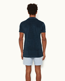 Terry Towelling Oceanic Blue Tailored Fit Towelling Resort Polo Shirt | Oceanic Blue