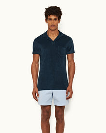 Terry Towelling Oceanic Blue Tailored Fit Towelling Resort Polo Shirt | Oceanic Blue