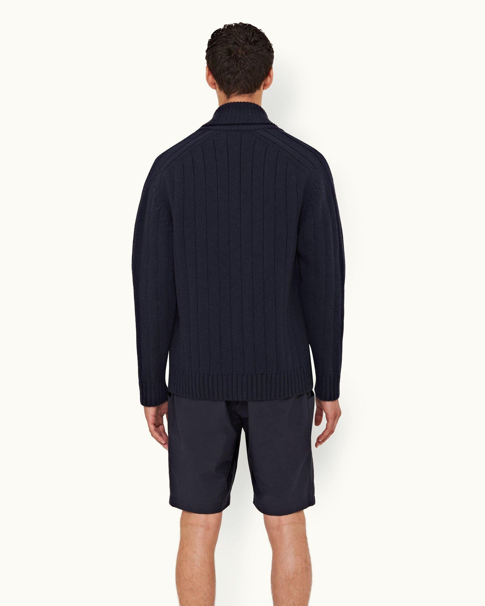 Night Iris Shawl Neck Lambswool Cardigan | Night Iris
