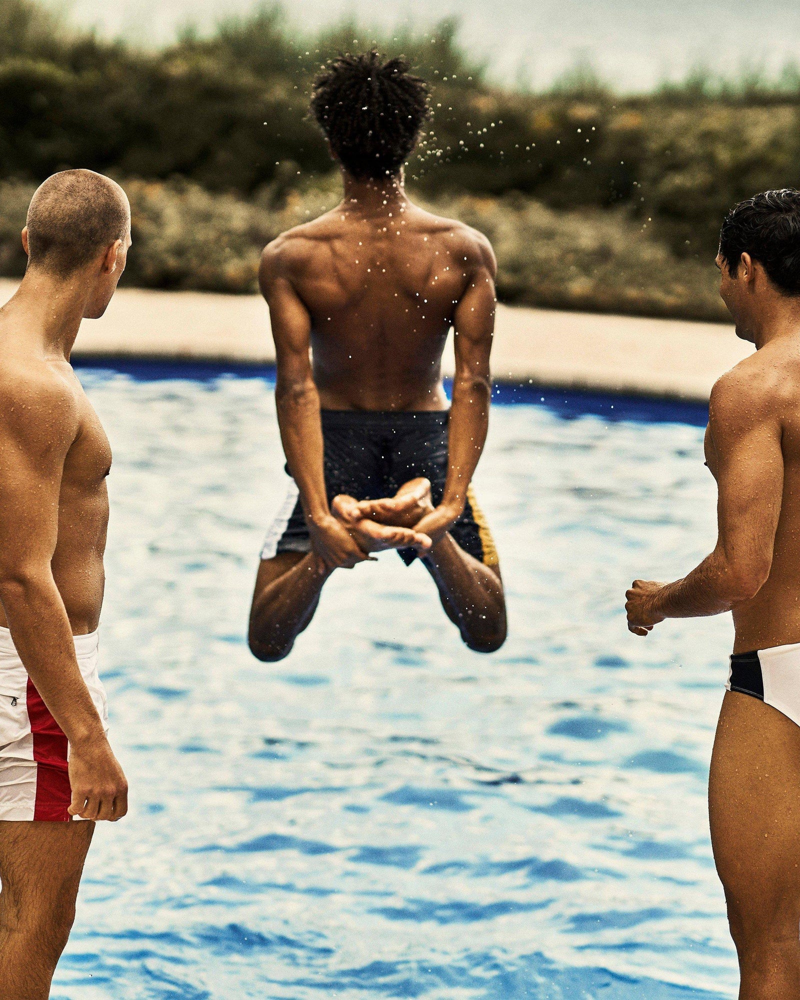 Bulldog Navy Contrast Panel Mid-Length Swim Shorts | Navy