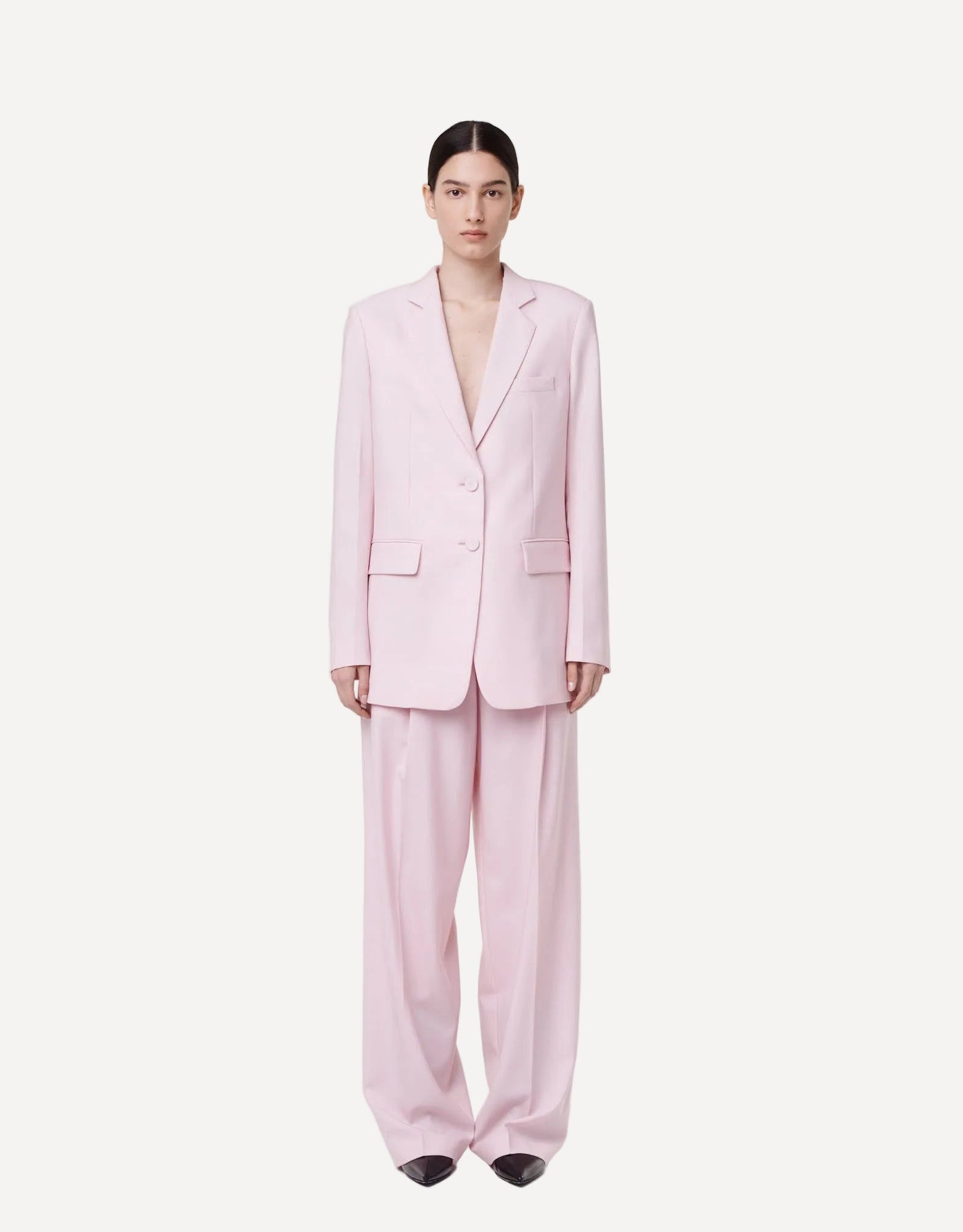 Another Tomorrow Oversized Blazer in Pale Pink – Wool Women's Jacket