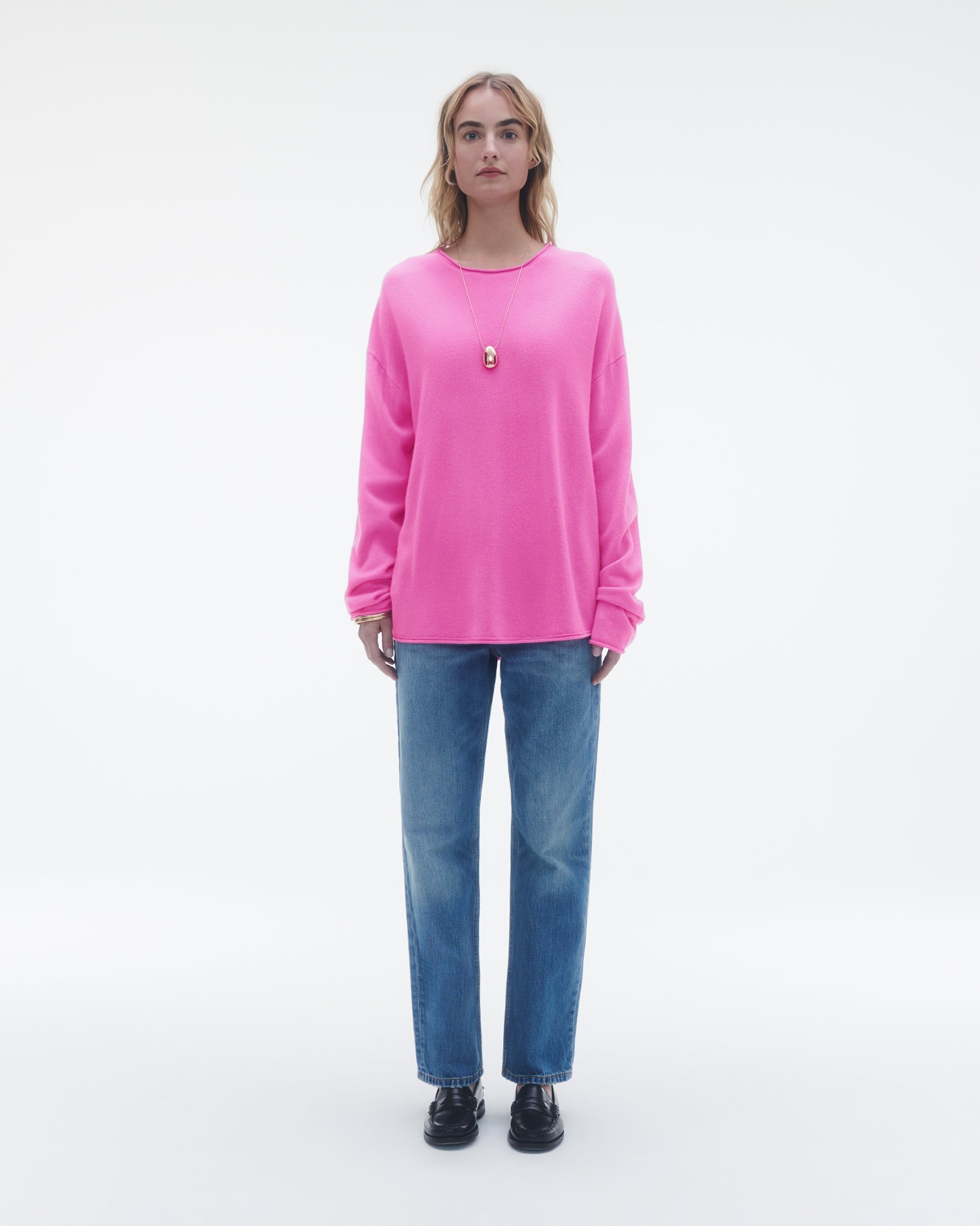Unisex | Oversized Crew | Fuchsia