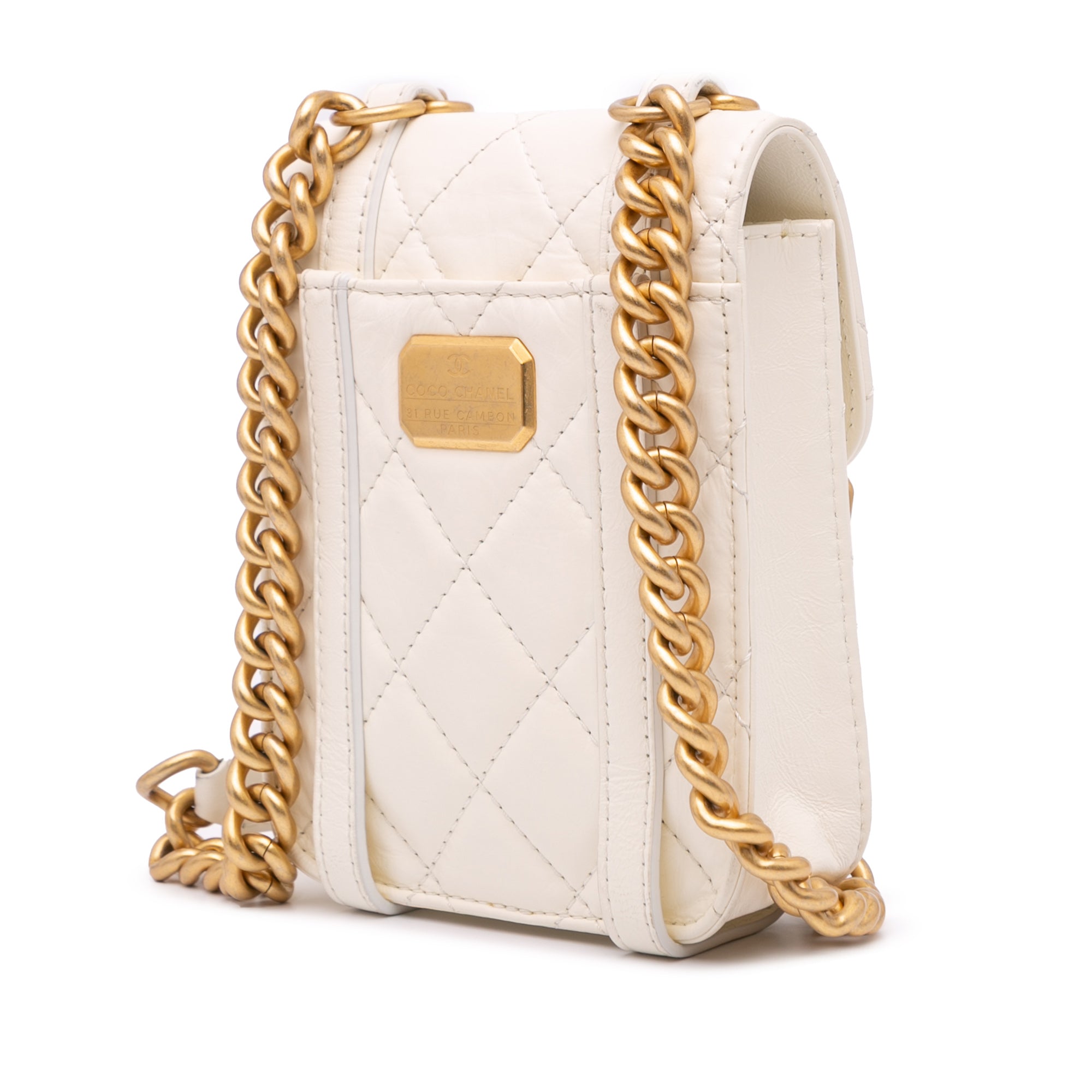 Chanel | Pre-Owned Mini Aged Calfskin City School Flap - I | White/Ivory