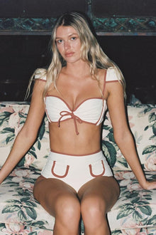 Cabana Bows Bikini Top | Oat Terracotta Binded