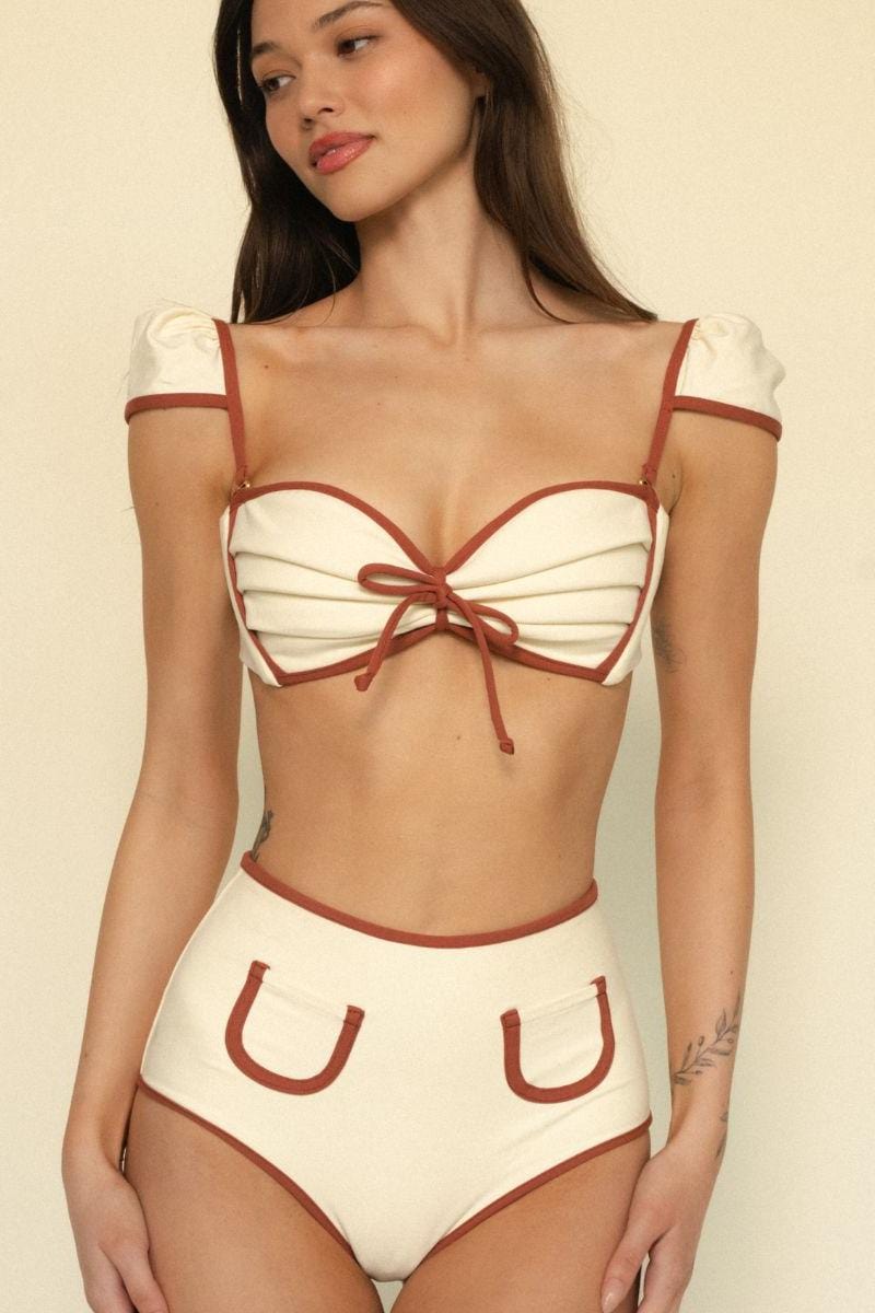 Polly Bikini Bottom | Oat Terracotta Binded