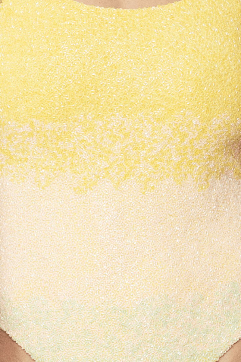 Ombre Hand - Beaded Embellished One - Piece Swimsuit - Yellow - Self - Adore