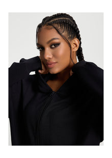 Oversized Zip-Up Hoodie | Black