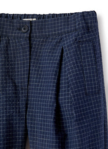 Checked Seersucker Baggy Trousers | Blue Quadretto