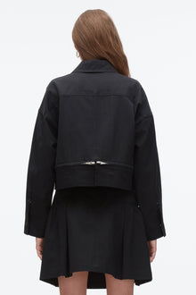 Double Zip Cropped Utility Jacket | Black