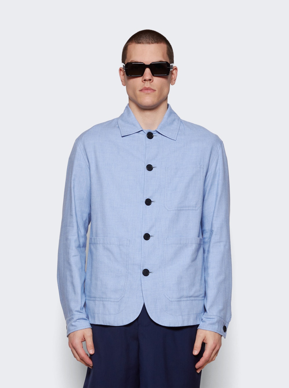 Men | Meta Campania Collective | Julian Self Lined Shirt Jacket | Chambray Blue
