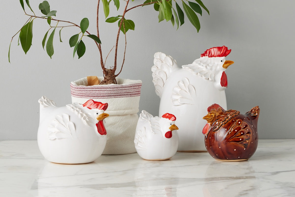 Ceramic Country French Hen | Brown | Medium