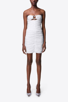 Heart Ruched Strapless Mini Dress | Off-White