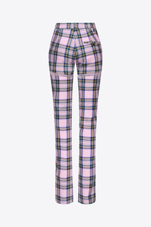 Back Slit Checked Trouser | Pink Multi