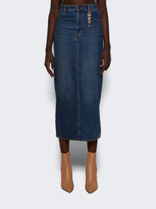 AREA | Zip Slit Midi Skirt Medium Wash | Blue