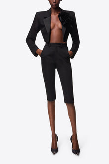 Flower Corsage Cropped Blazer | Black
